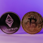 Bitcoin and Ethereum coins